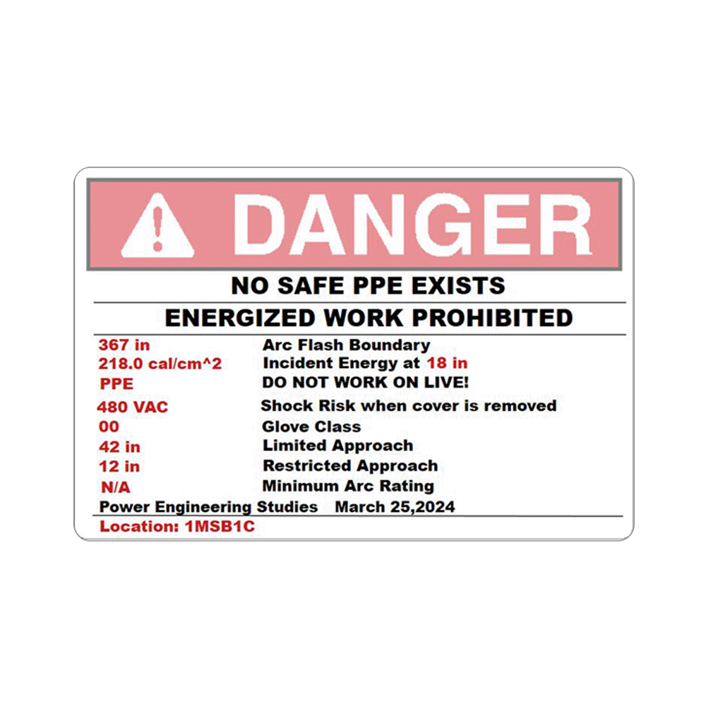 Arc Flash Danger Label