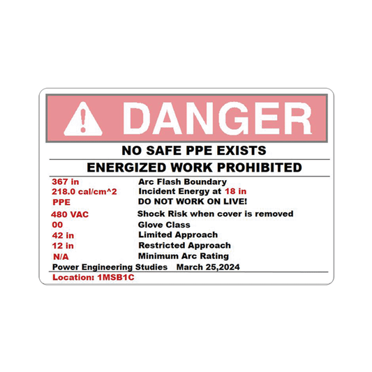 Arc Flash Danger Label